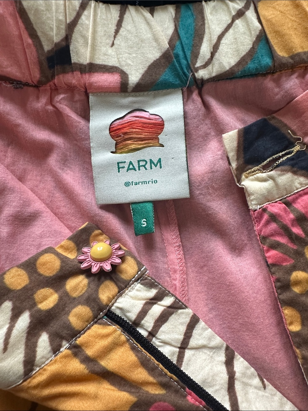 FARM Rio Pink Yellow Floral Wide-Leg Pants - Picture 4 of 7